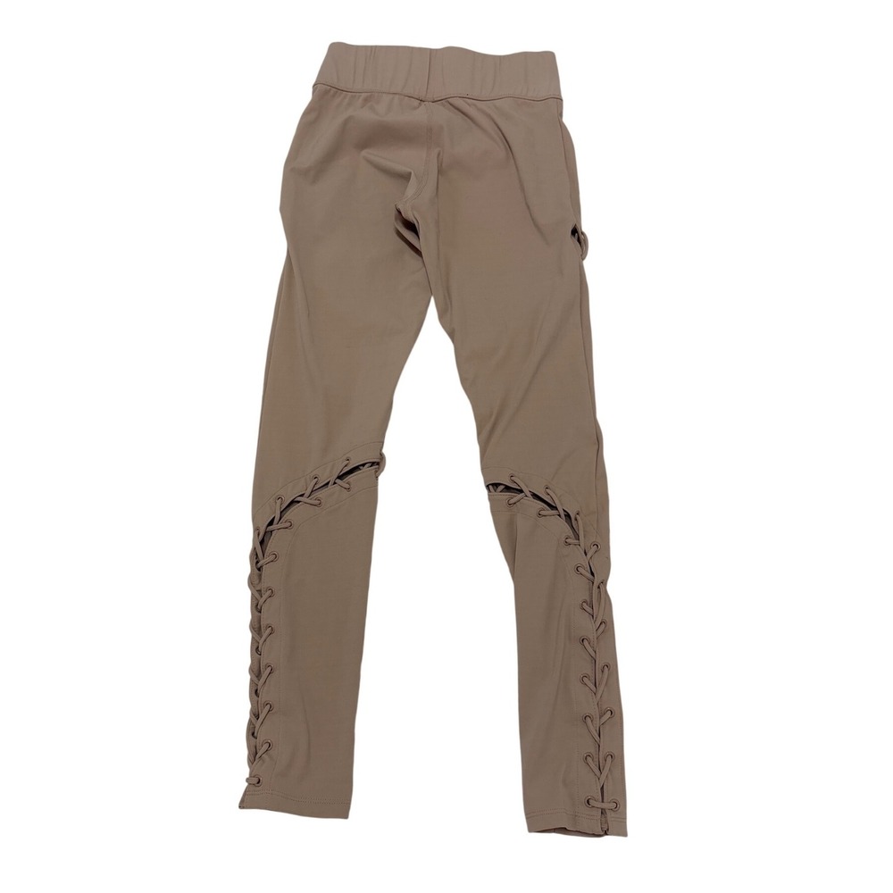 Carbon38 Women Tan Lace Up High Rise Leggings Size M Polyamide Blend Activewear - Picture 5 of 11